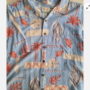 Reyn Spooner XL Regency Silk Jacquard Palm Fall Maple Leaf Hawaiian Shirt